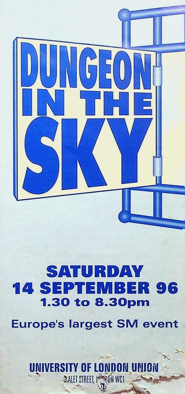 Front page of the leaflet contains a depiction of a dungeon where the title is displayed, as well as information of date, time and place of the event.