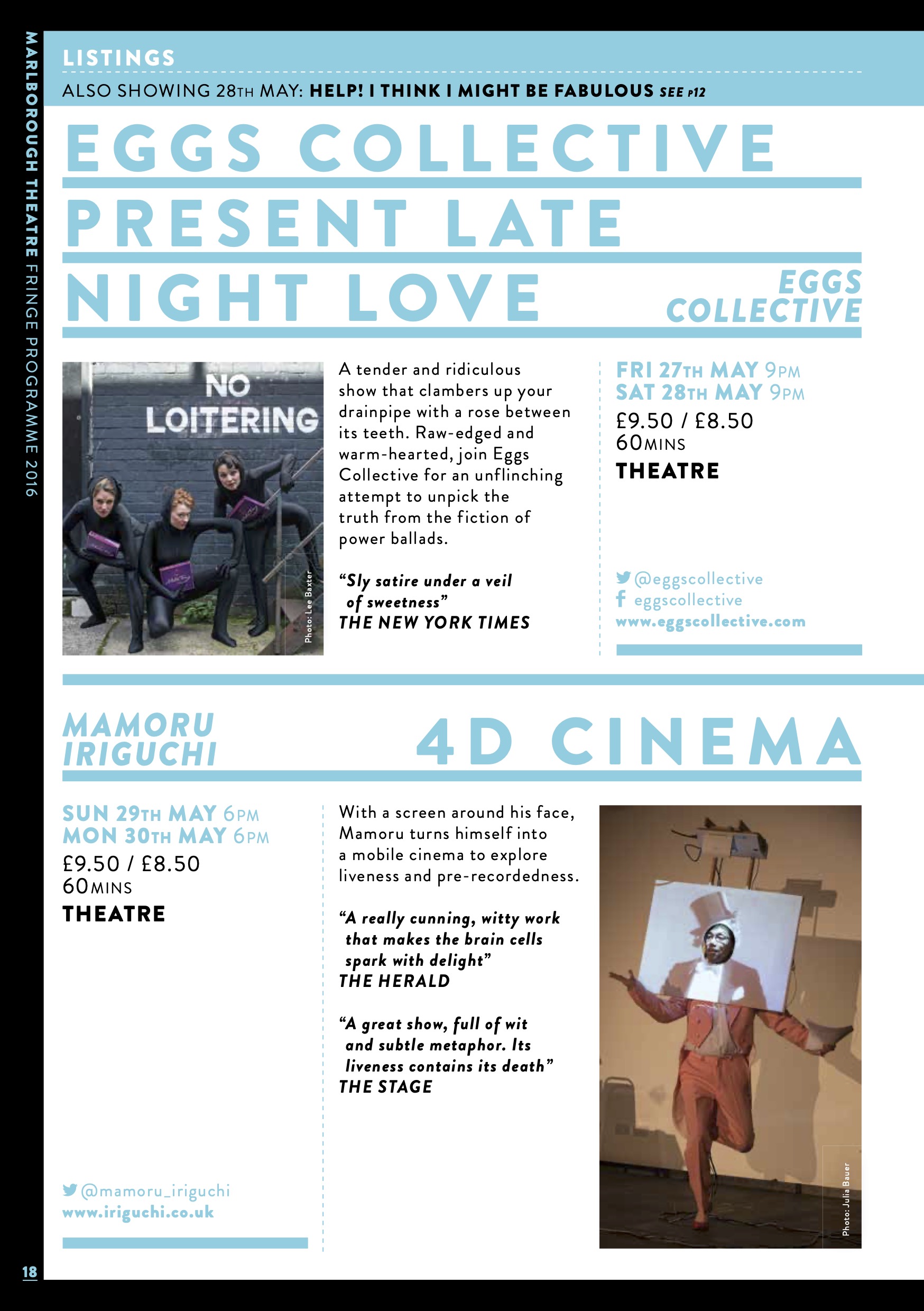 Marlborough Theatre Brighton Fringe 2016 Brochure