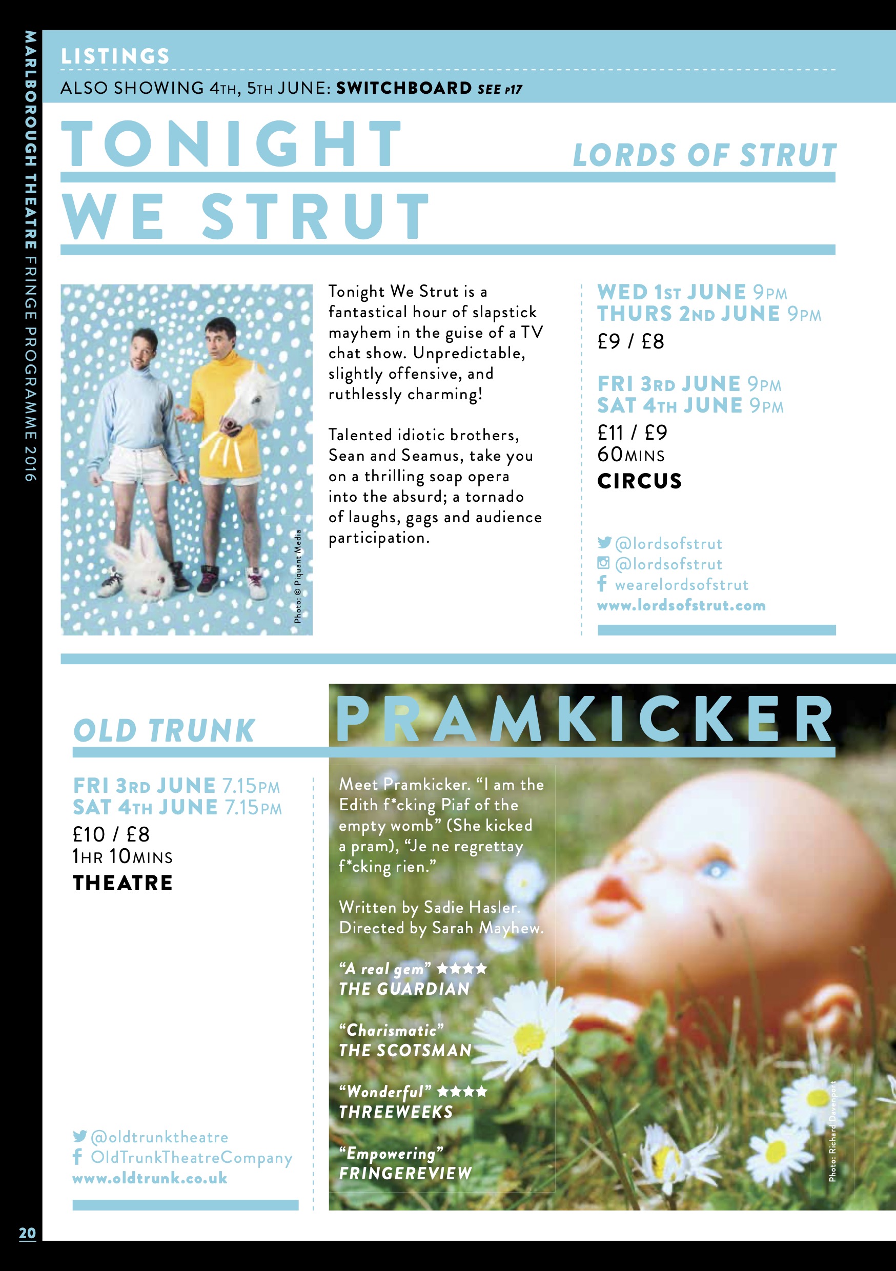 Marlborough Theatre Brighton Fringe 2016 Brochure