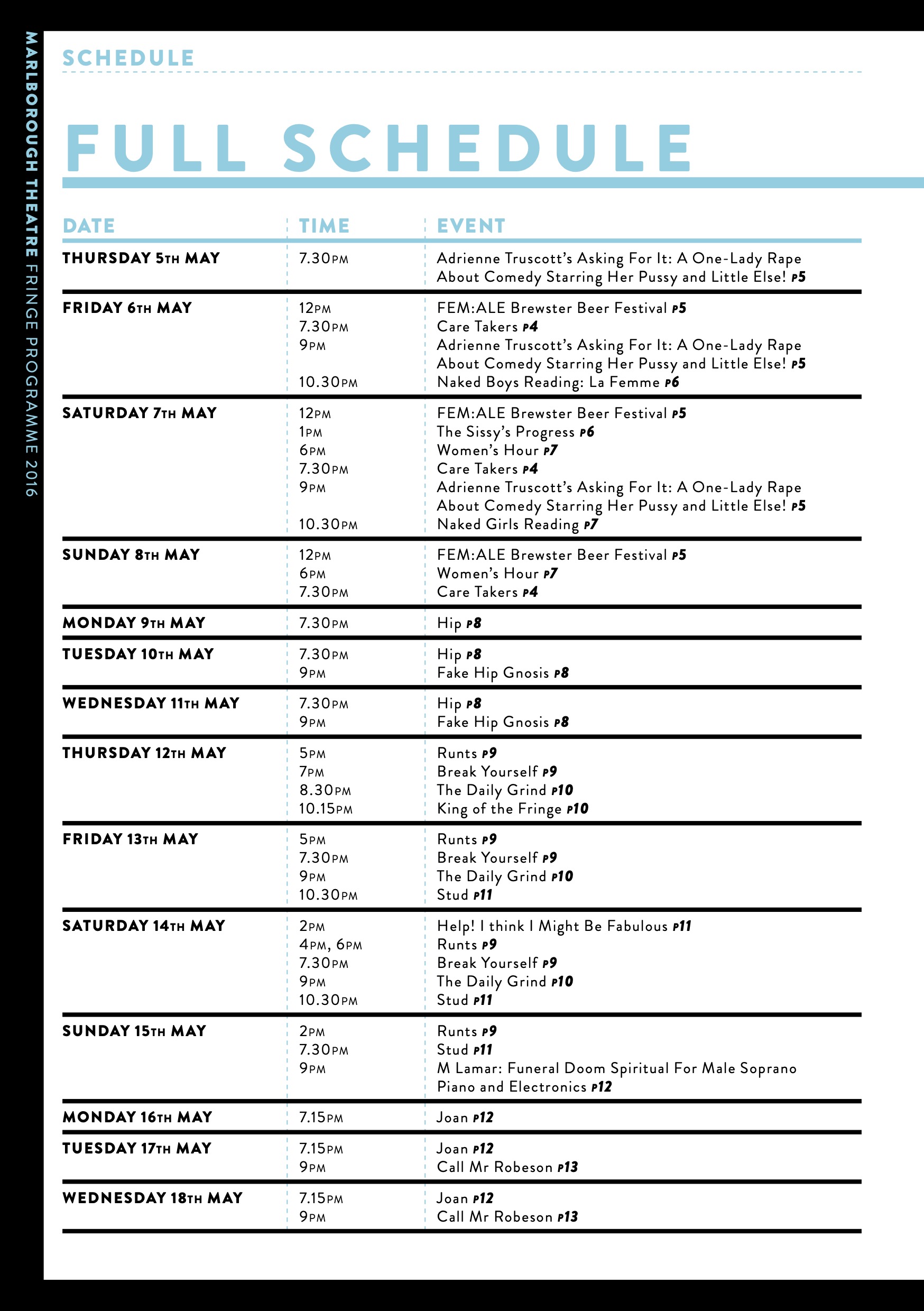 Marlborough Theatre Brighton Fringe 2016 Brochure