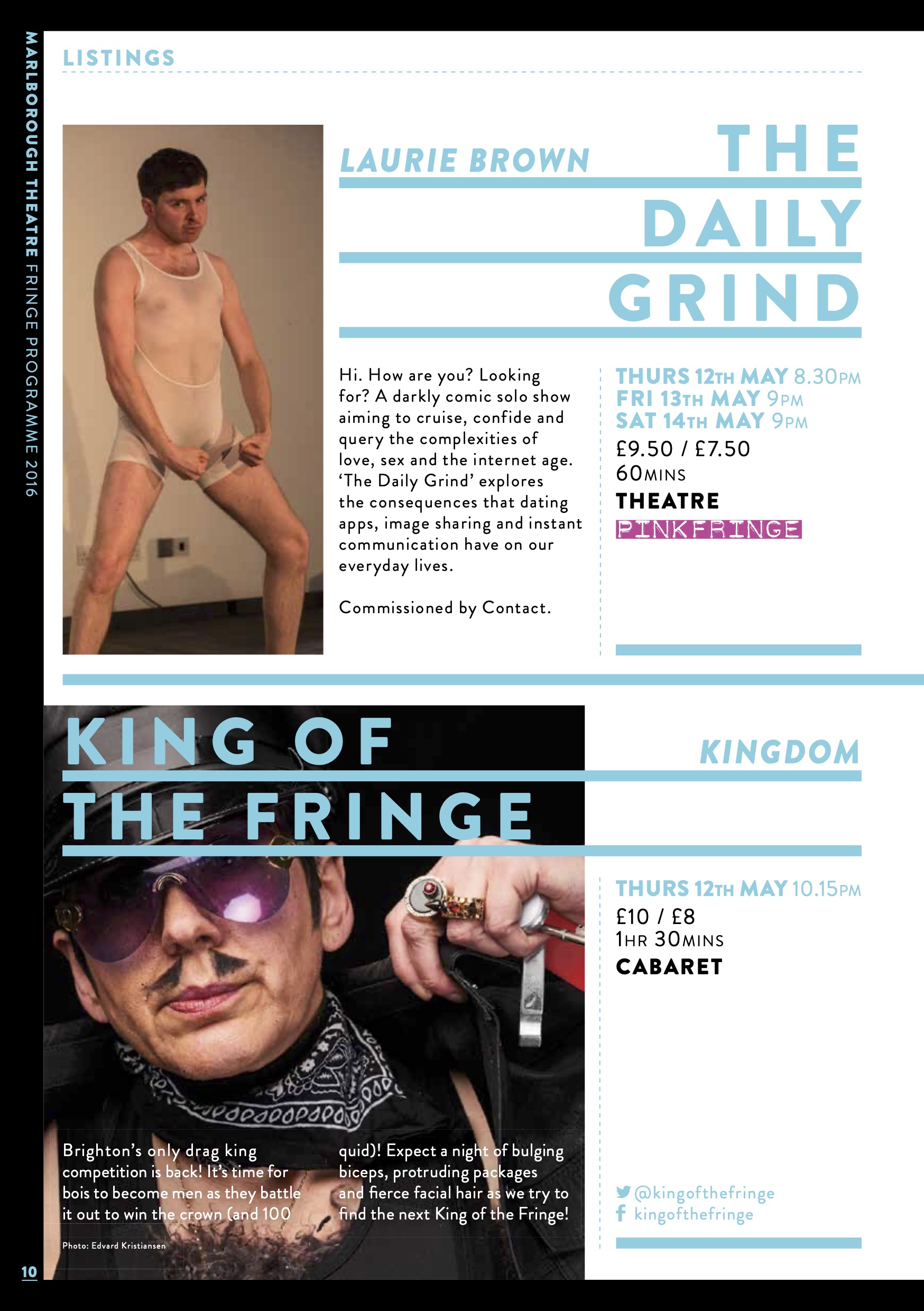 Marlborough Theatre Brighton Fringe 2016 Brochure