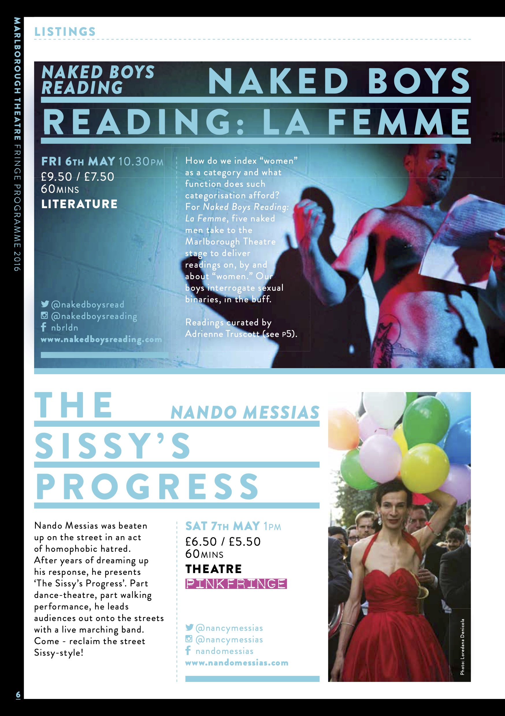 Marlborough Theatre Brighton Fringe 2016 Brochure