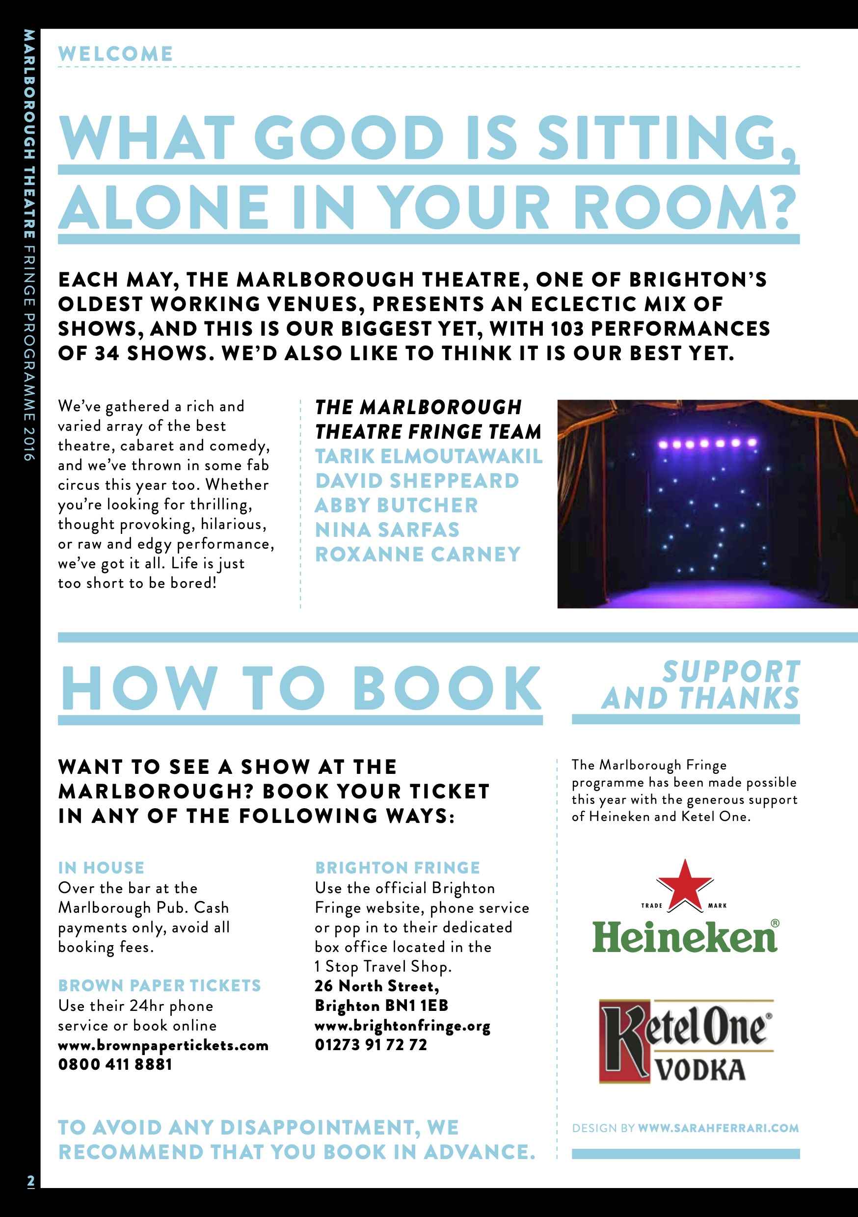 Marlborough Theatre Brighton Fringe 2016 Brochure