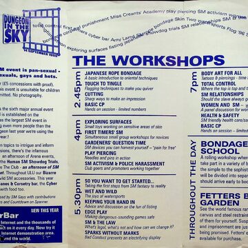 Inside pages of the leaflet contain information of the SM Gays as a collective, an overview of the event as well as a schedule and further information surrounding the events taking place.